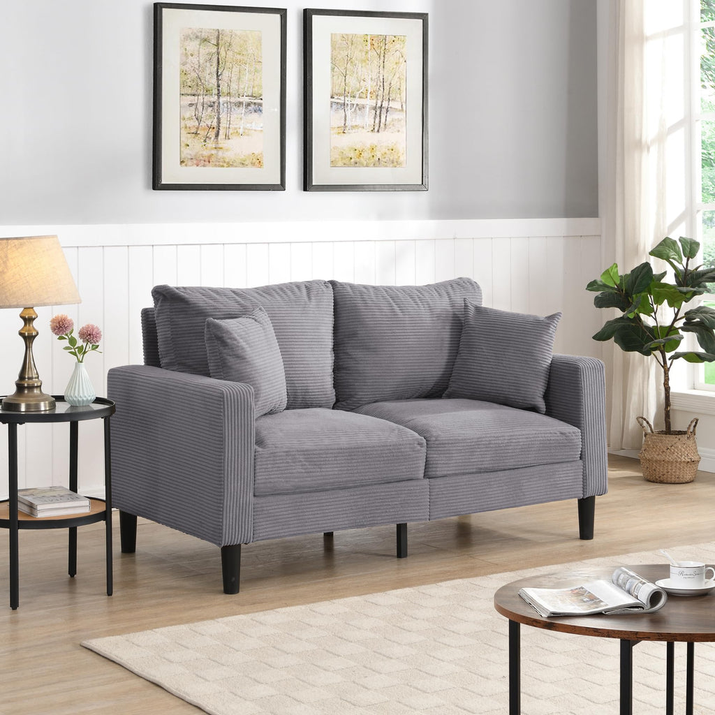 Light Gray Upholstered Loveseat Sofa E608