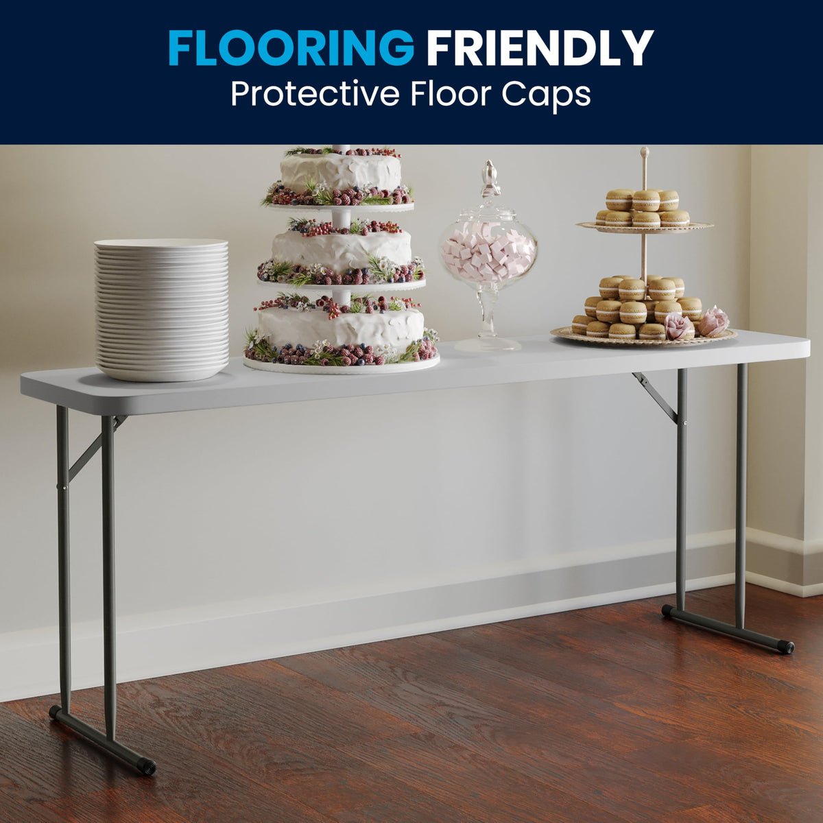6-Foot Granite White Plastic Folding Training Table M69706