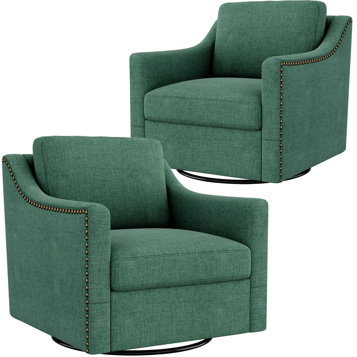 Swivel Accent Chair Set of 2 Green Armchair E28307