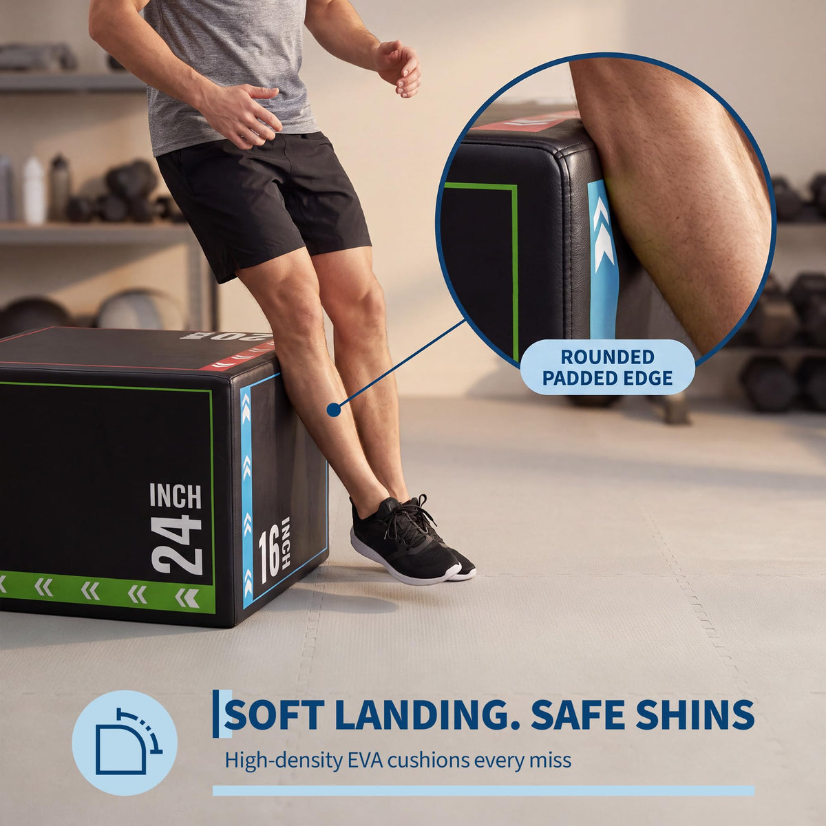 3 in 1 Plyometric Jump Box with Non-Slip Surface W828
