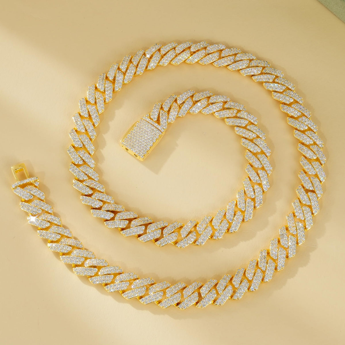 Miami Cuban Link Chain with 5A CZ 18K Gold Plated U120