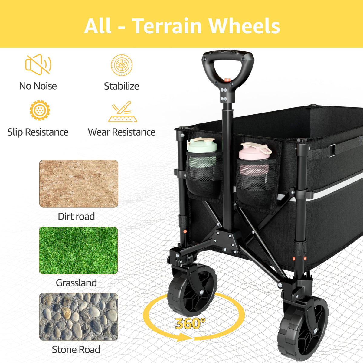 Collapsible Heavy Duty Wagon Cart with Wheels 120L Black A198