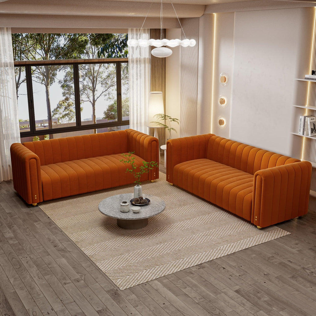 Velvet Sofa Set with Gold Metal Legs Z89850
