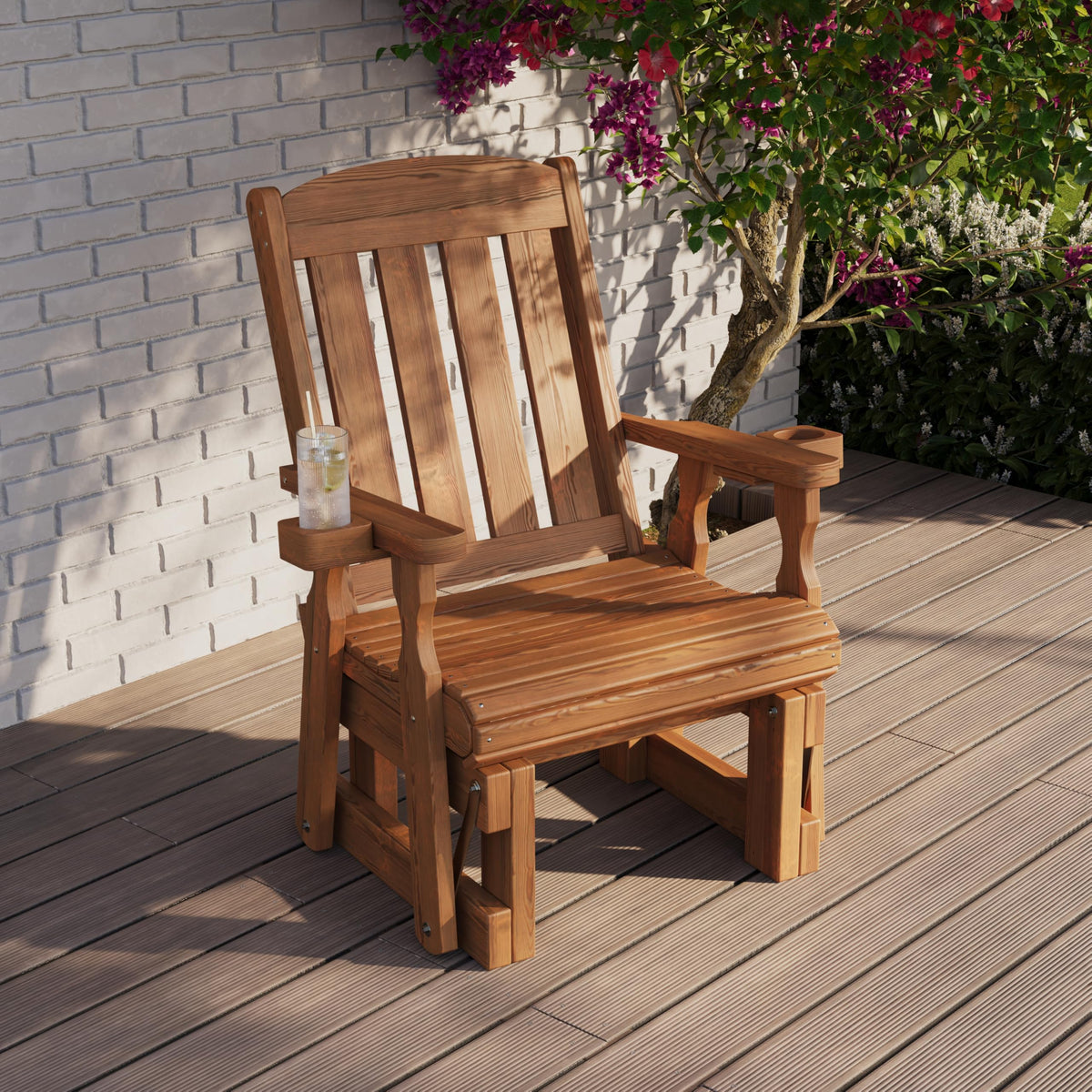 Heavy Duty 600 Lb High Back Glider Chair with Cupholders V9452