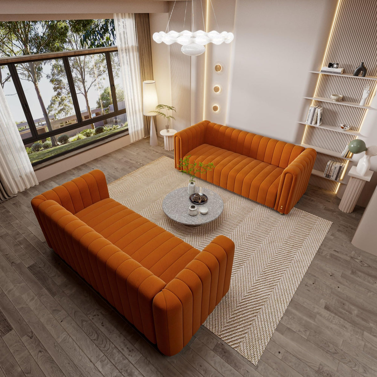 Velvet Sofa Set with Gold Metal Legs Z89850