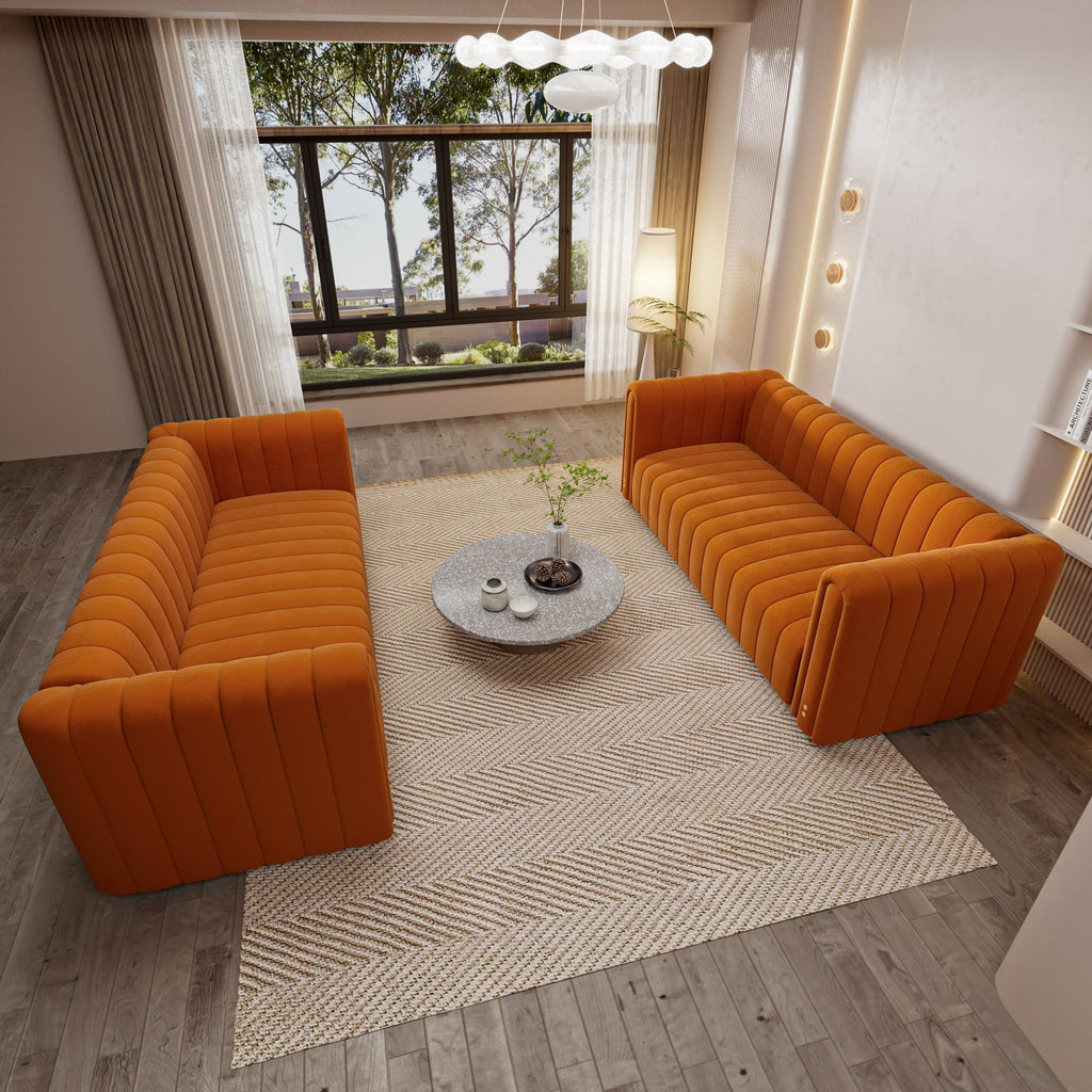 Velvet Sofa Set with Gold Metal Legs Z89850