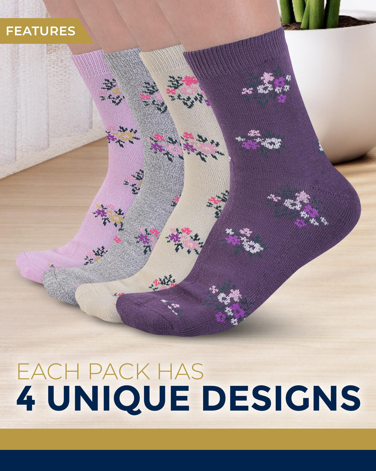 Breathable Bamboo Viscose Ankle Diabetic Socks 4 Pairs W67363
