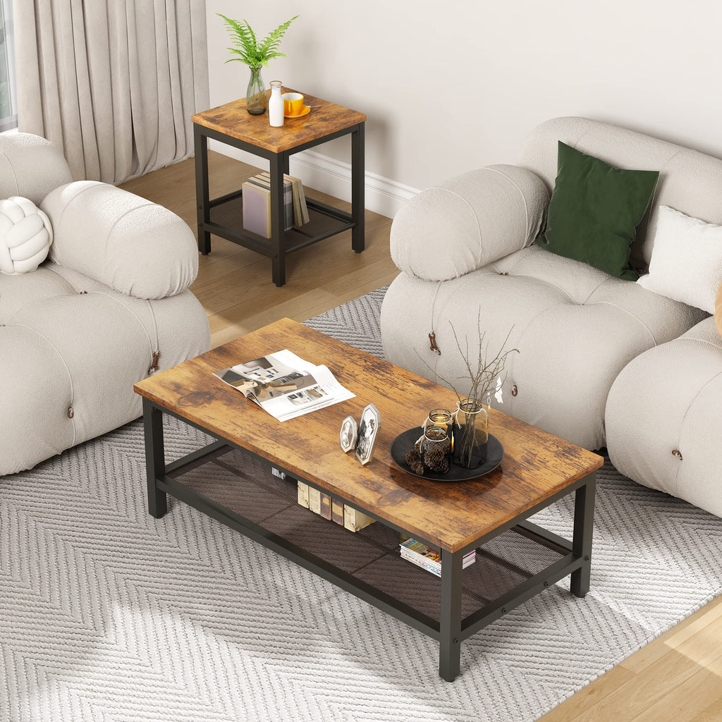 3 Pieces Coffee Table Set with 2 End Side Tables Y7096