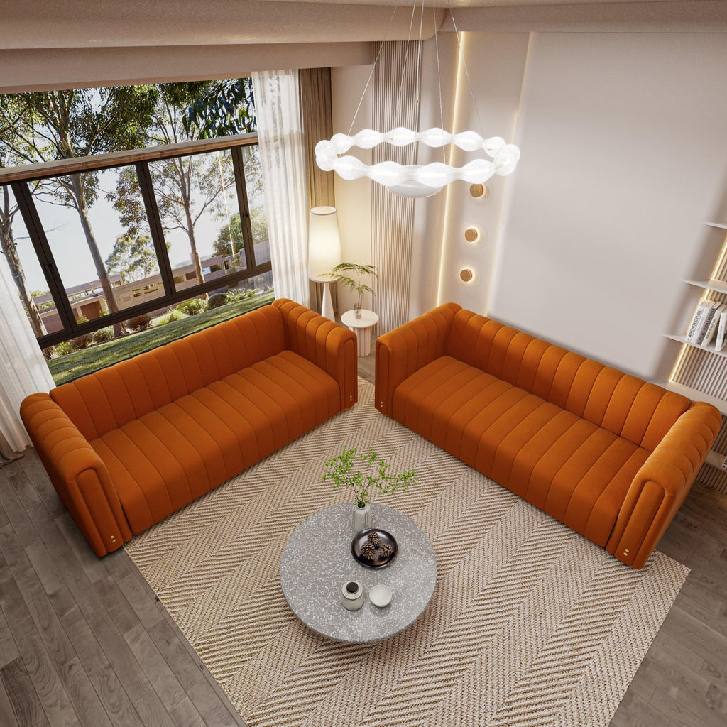 Velvet Sofa Set with Gold Metal Legs Z89850
